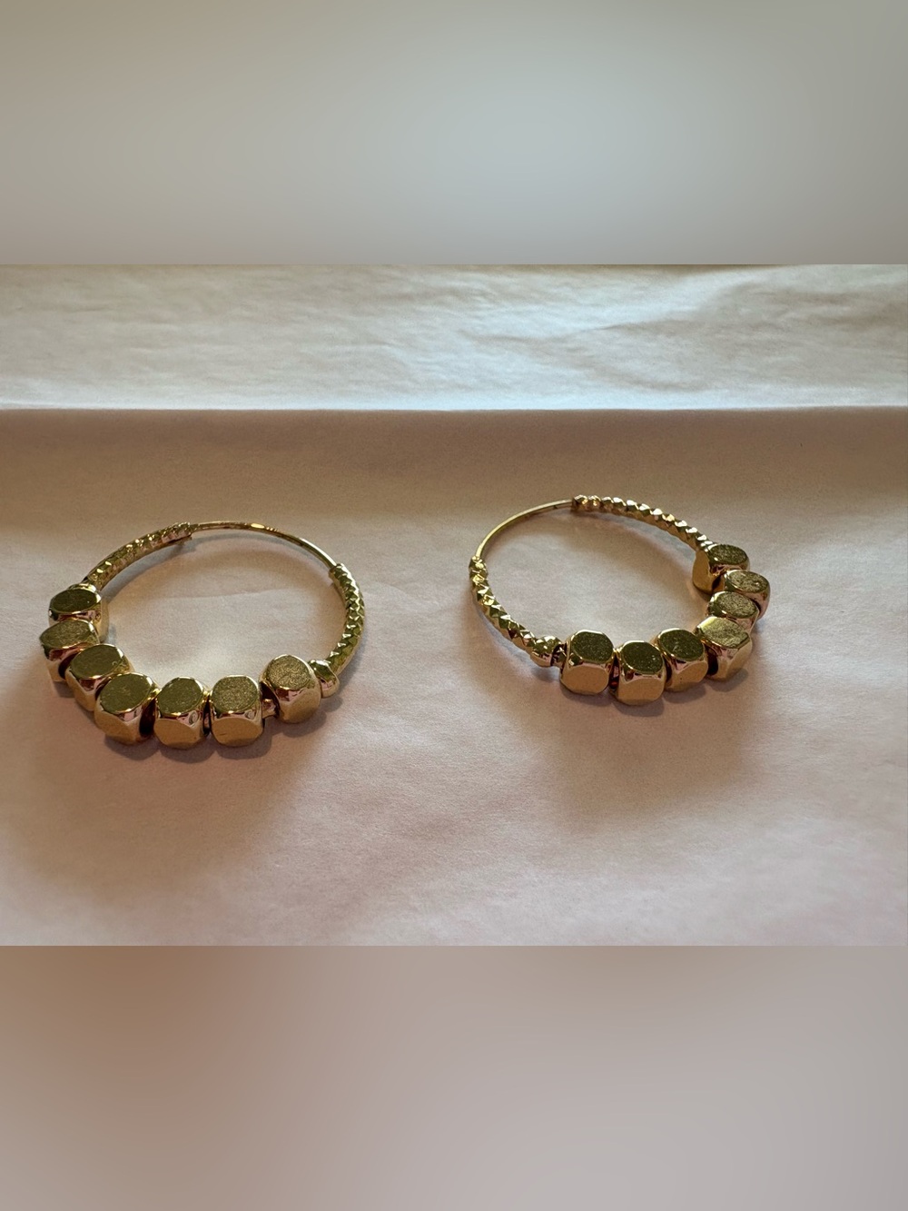 Gold Beaded Hoop Earrings - Women Jewelry